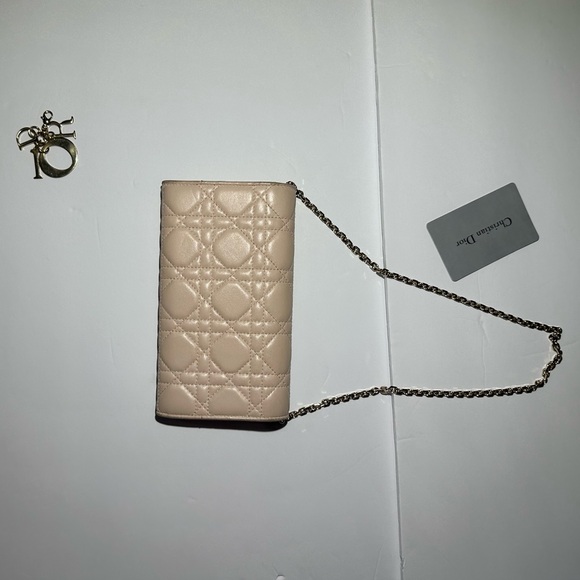 Lady‎ Dior Lambskin Wallet on a chain with Dior Charm Powder Pink - Picture 2 of 16